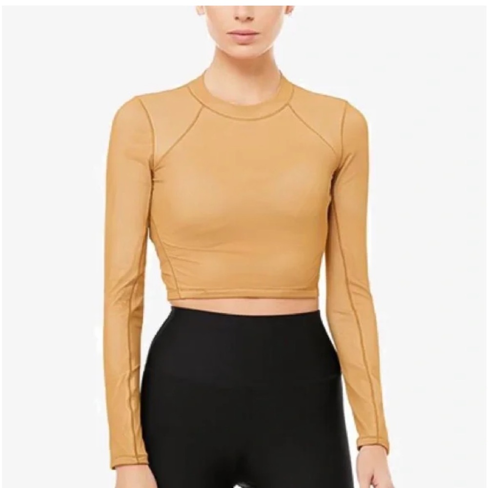 ALO NWOT Tan Long Sleeve Crop Top